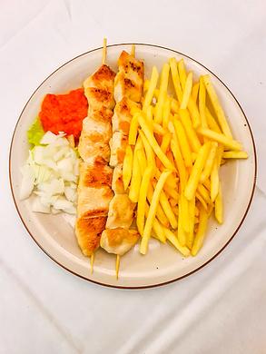 Spiedini di maiale + patatine fritte